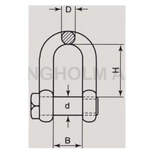 Trawlsjækel D m/firkantet bolthoved
