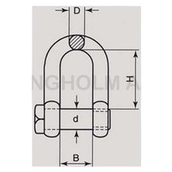 Trawlsjækel D m/firkantet bolthoved