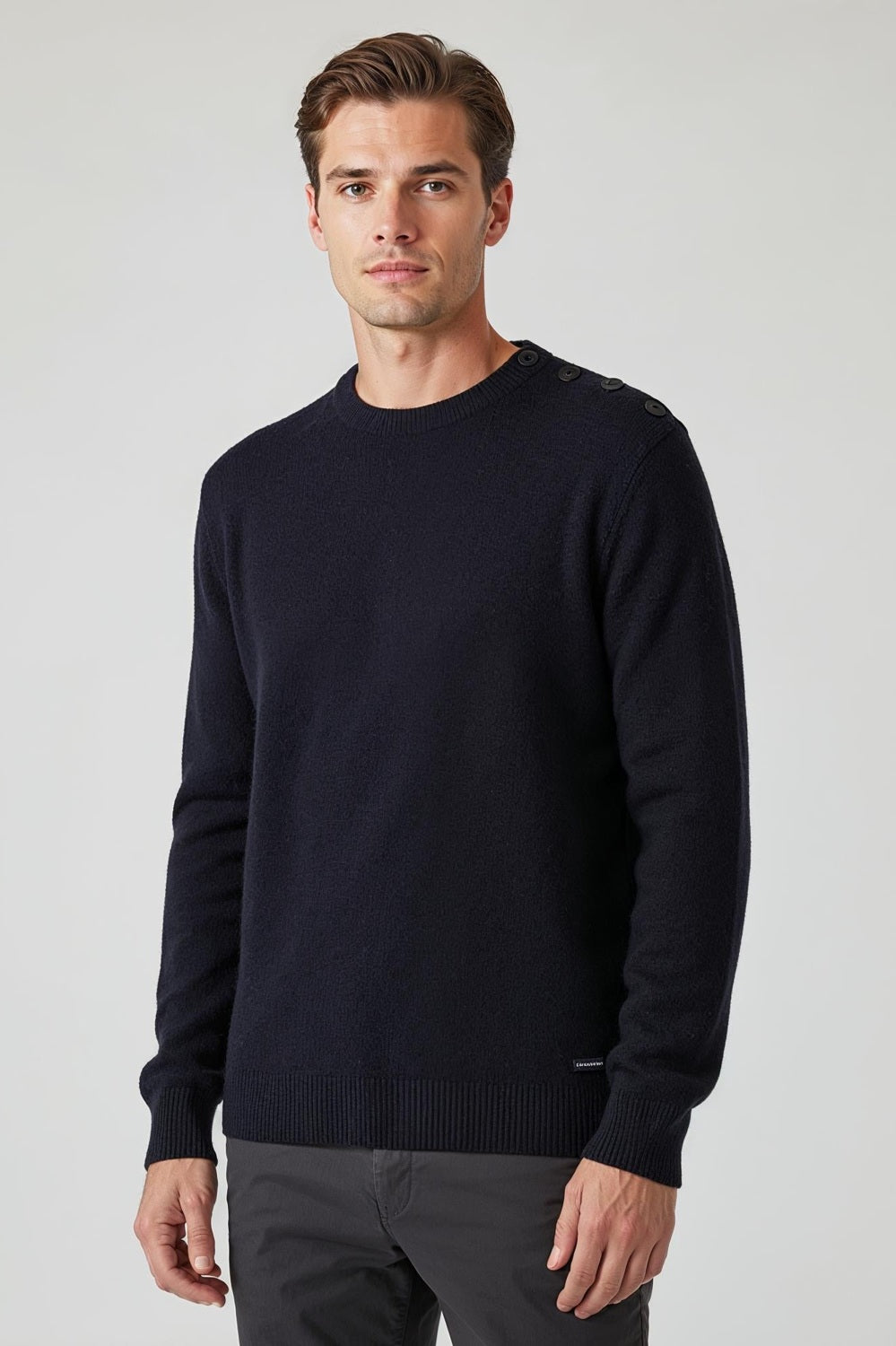 Einfarbiger Pullover im Marine-Stil „Fouesnant - Herren - Gris chiné Einfarbiger Pullover im Marine-Stil „Fouesnant - Herren - Gris chiné