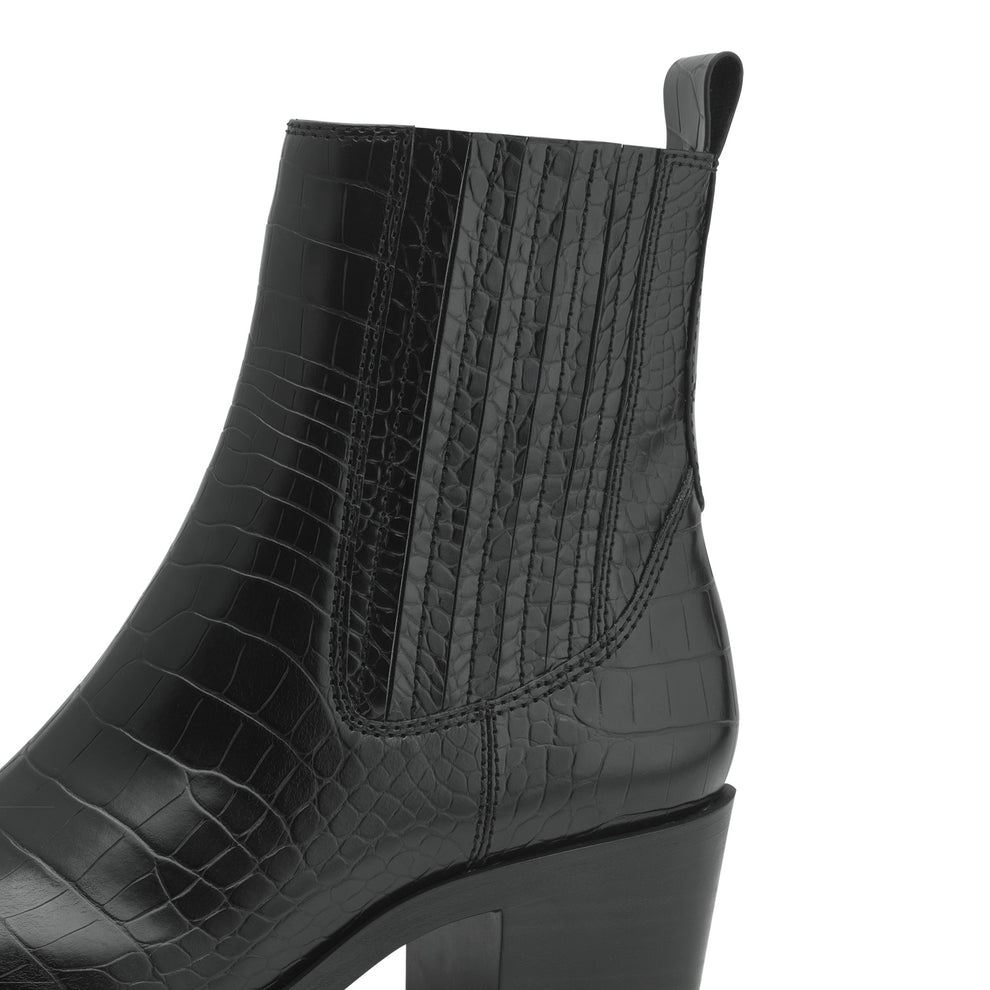 Tamaris W Støvle m Croc Structure Black