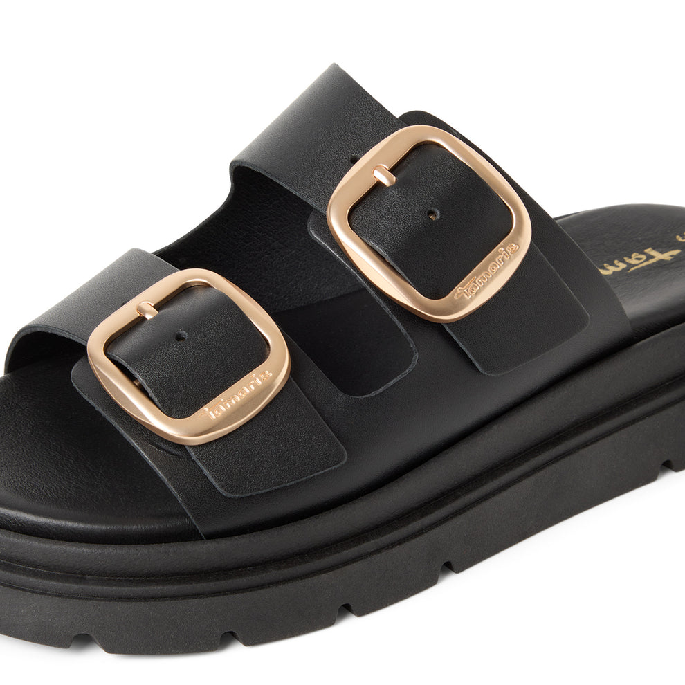 Tamaris Touch-It Women Slides Black Leather