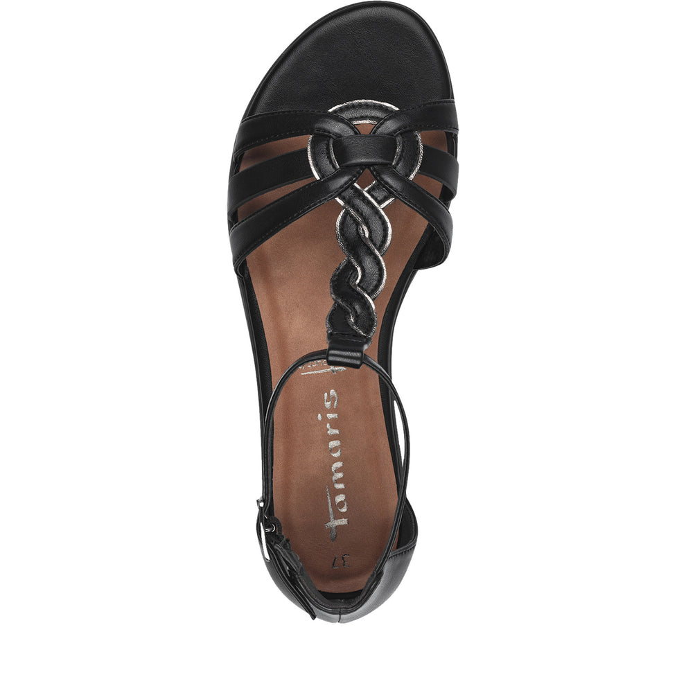 Tamaris W Sandal m Sølvdetalje Sort