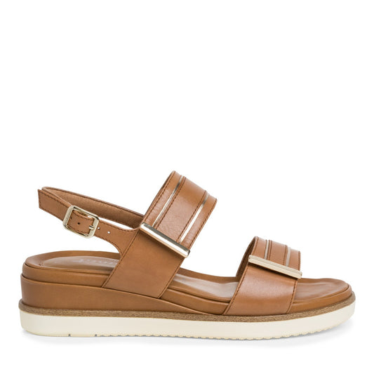 Tamaris W Sandal med Gulddetaljer Camel