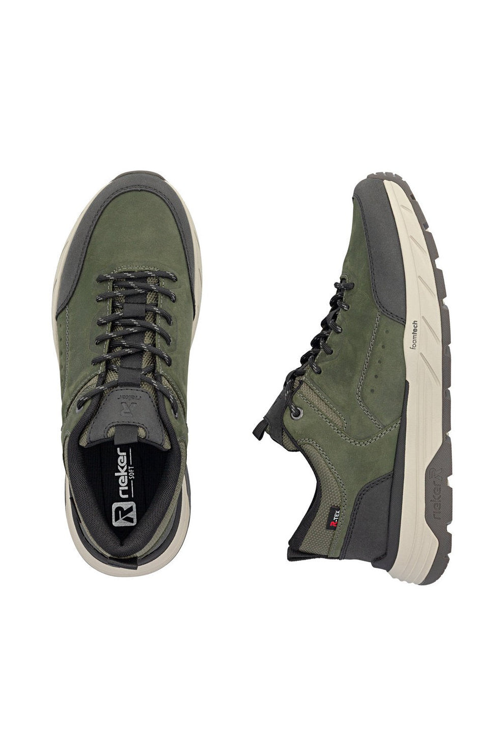Rieker M Sko Synthetic Lace Shoe Green - 06103-54