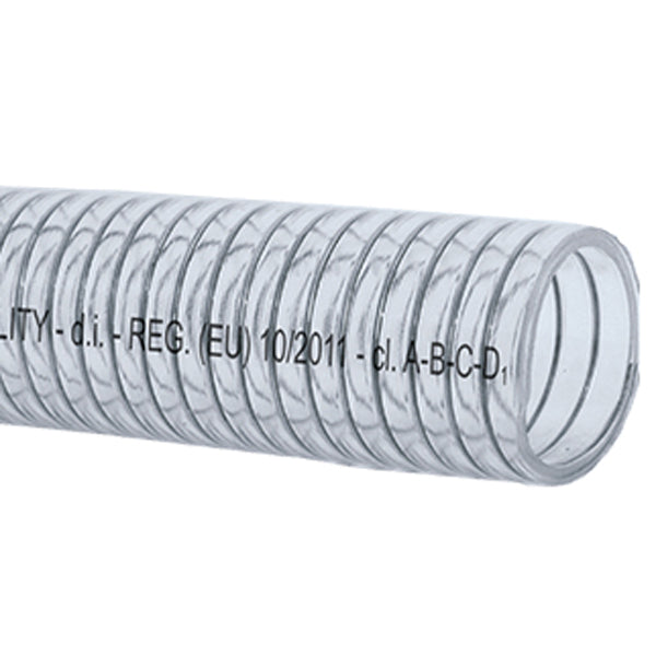 Klar slange med stålspiral food quality Ø12 mm