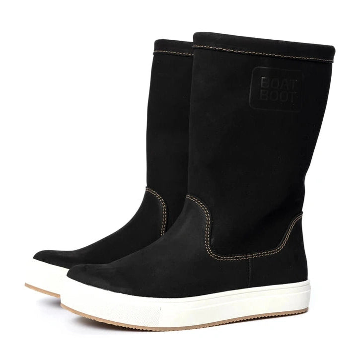 Boat Boot None Lace Black Leather Sejlerstøvler Black