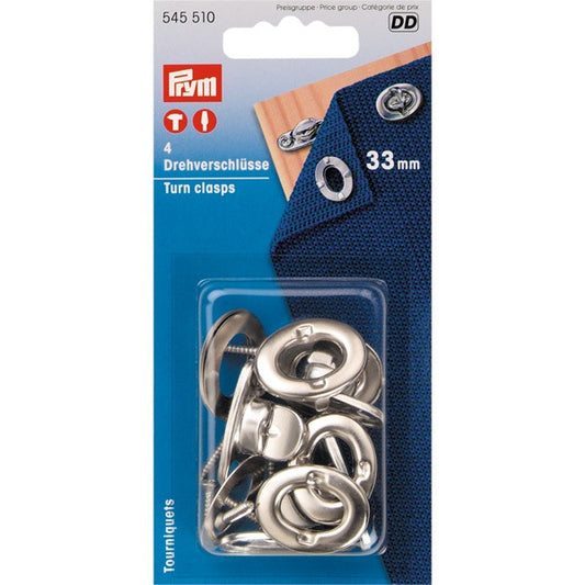 Prym kalechevridere m/øjer & skruer 33mm, 4 stk