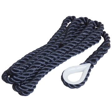 Robline fortøjningstov 3 slået m/kovs navy, 12mm x 2,5m
