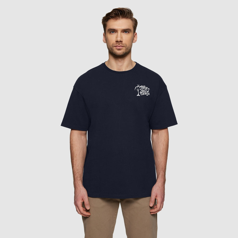 Knowledge Cotton Apparel M Loose Fit Print T-Shirt Night Sky