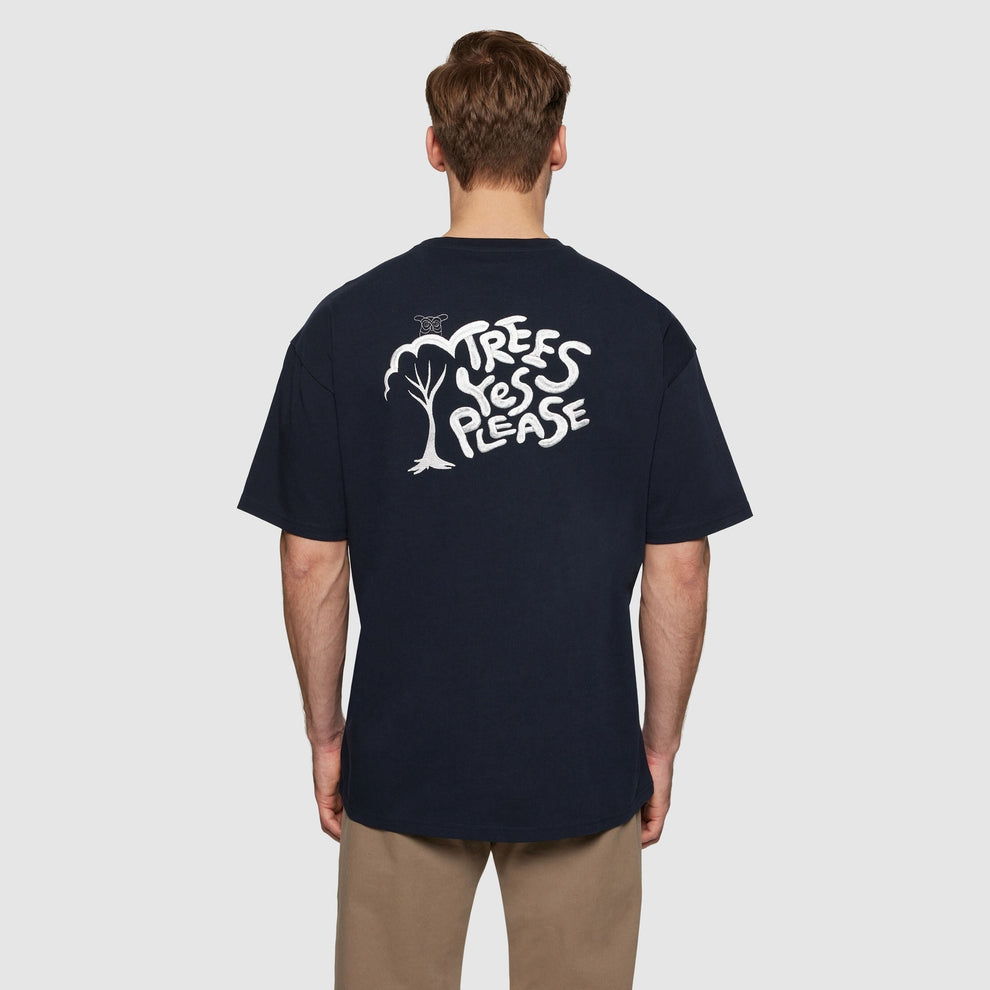 Knowledge Cotton Apparel M Loose Fit Print T-Shirt Night Sky