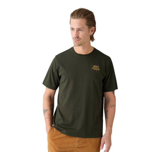 Knowledge Cotton Apparel M Regenerative Organic Cotton Chest Embroidery T-Shirt Gots 1090 Forrest Night