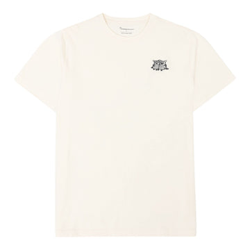 Knowledge Cotton Apparel M Regenerative Organic Cotton Chest Embroidery T-Shirt Gots 1387 Egret