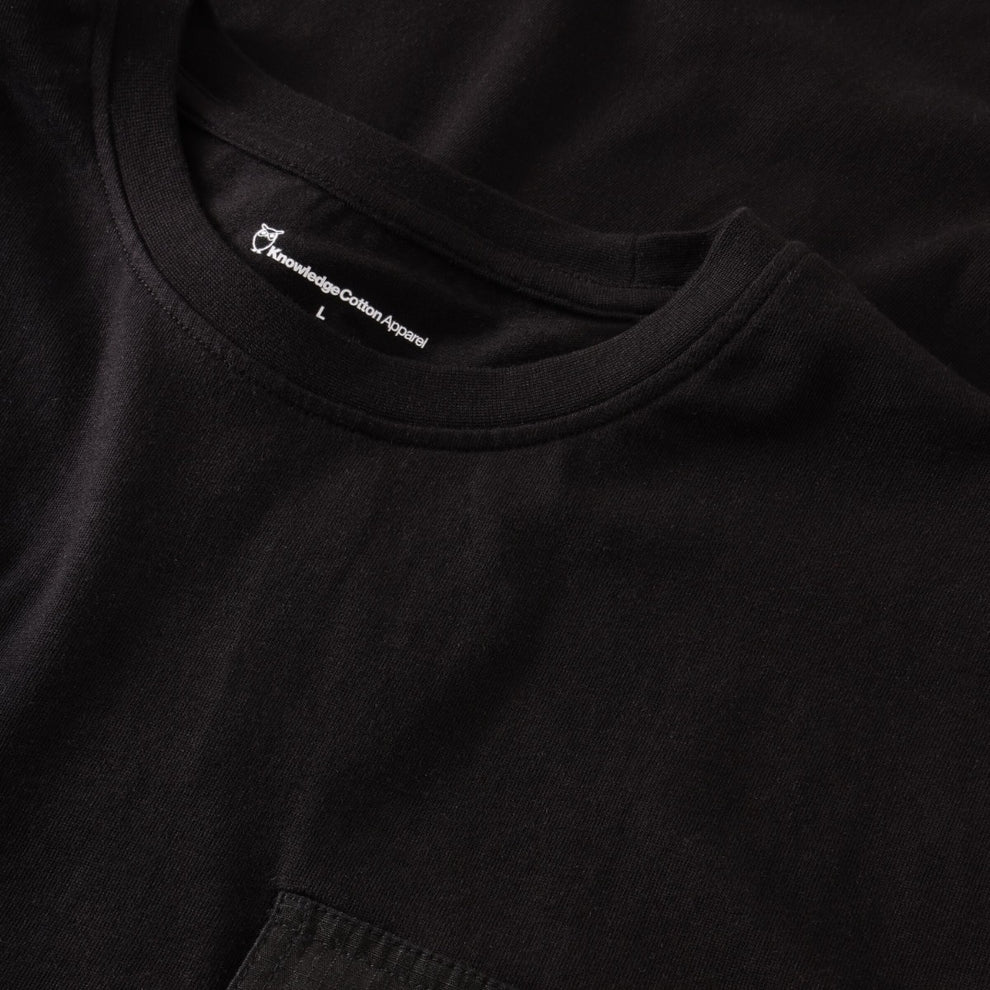 Knowledge Cotton Apparel M Organic Cotton Pocket T-Shirt Gots 1300 Black Jet