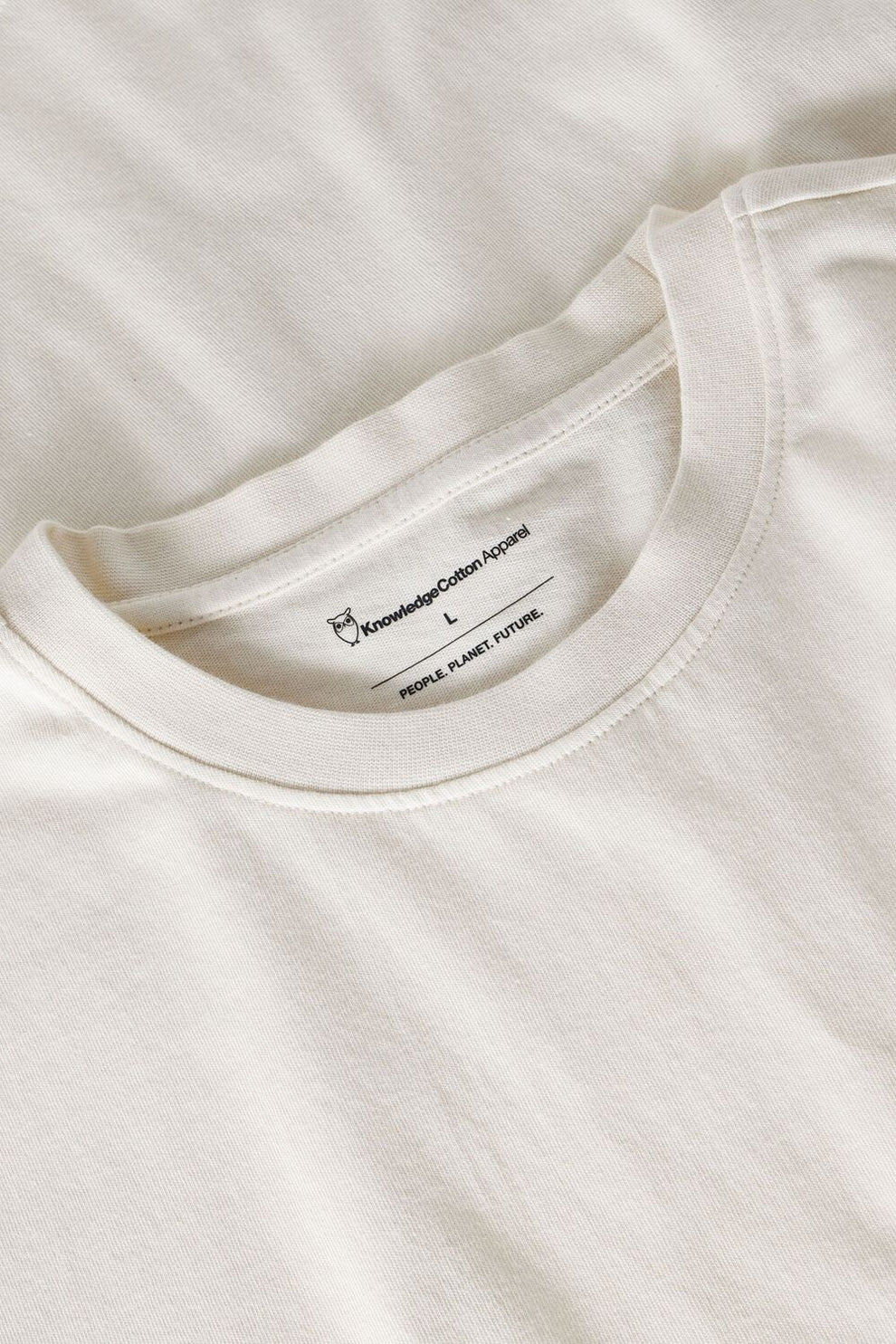Knowledge Cotton Apparel M Regenerative Organic Cotton Chest Print T-Shirt Gots/Vegan 1387 Egret
