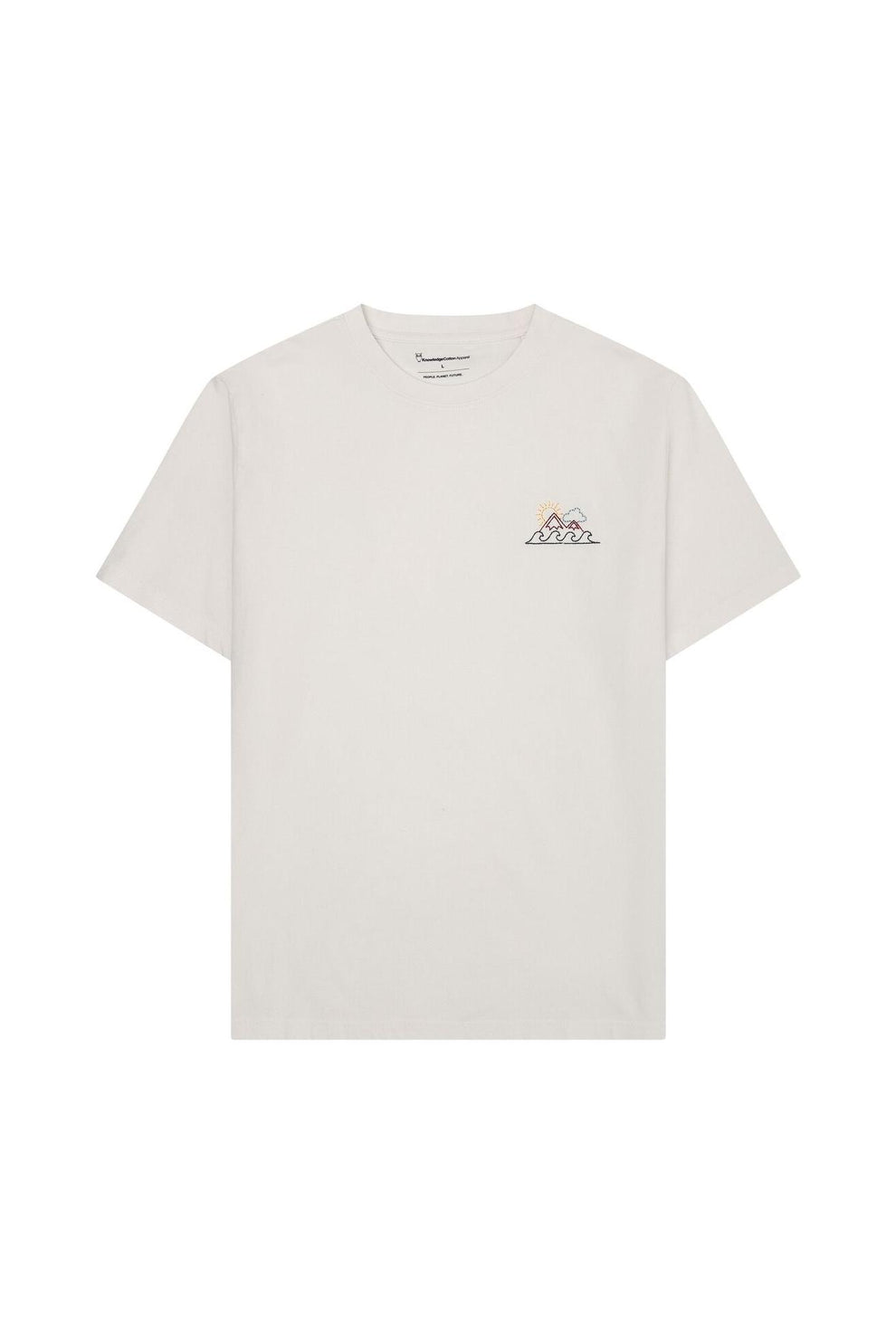 Knowledge Cotton Apparel M Regenerative Organic Cotton Chest Print T-Shirt Gots/Vegan 1387 Egret