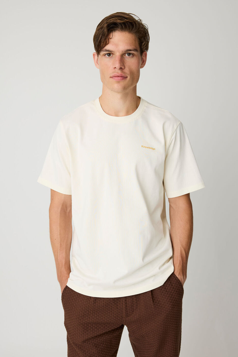 Knowledge Cotton Apparel M Back Print T-Shirt 5004 White Multi
