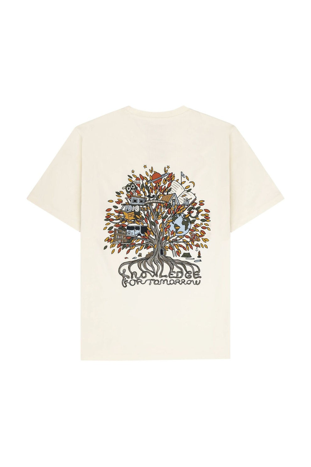 Knowledge Cotton Apparel M Back Print T-Shirt 5004 White Multi