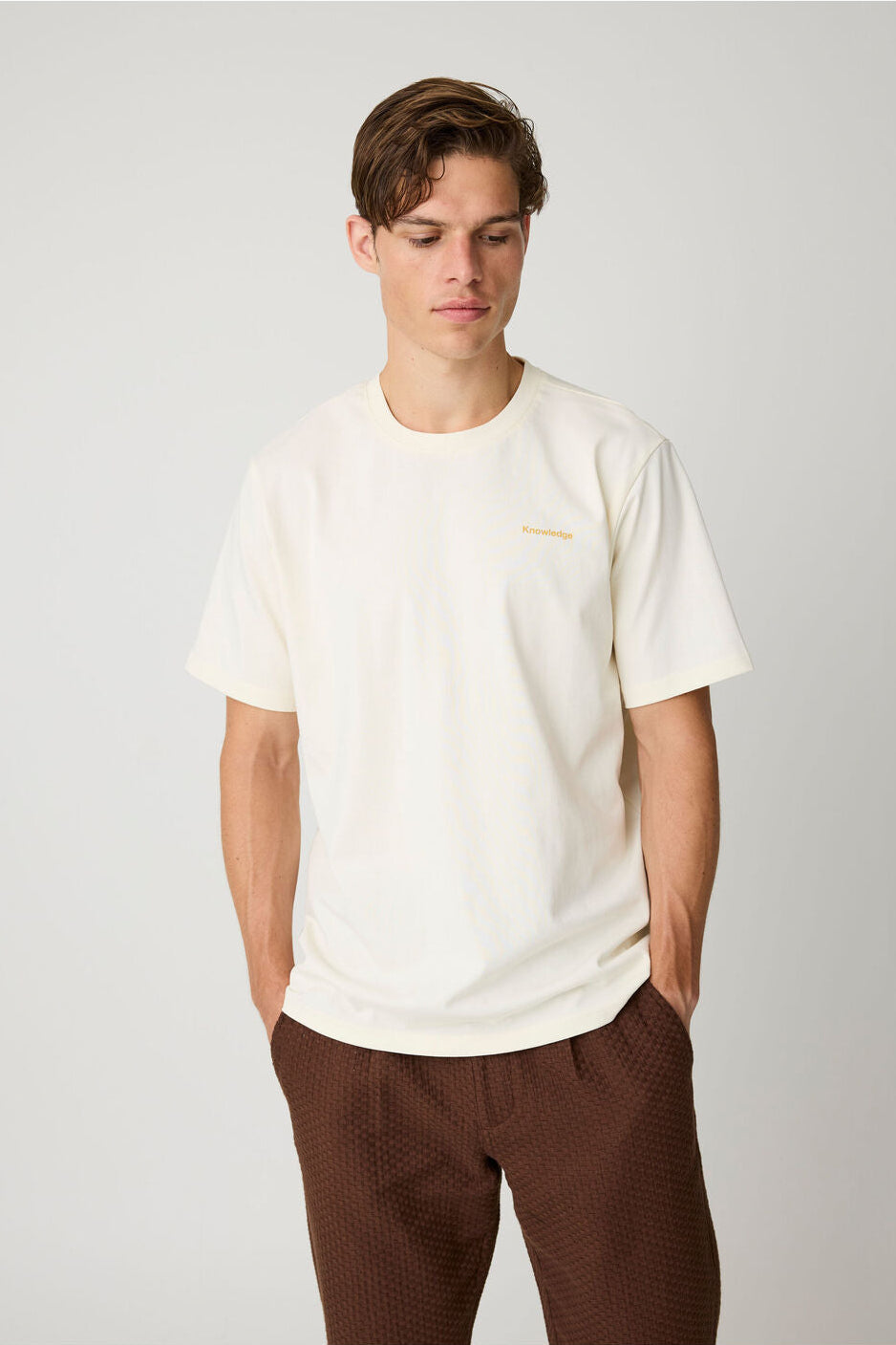 Knowledge Cotton Apparel M Back Print T-Shirt 5004 White Multi