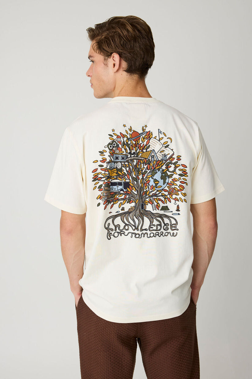 Knowledge Cotton Apparel M Back Print T-Shirt 5004 White Multi