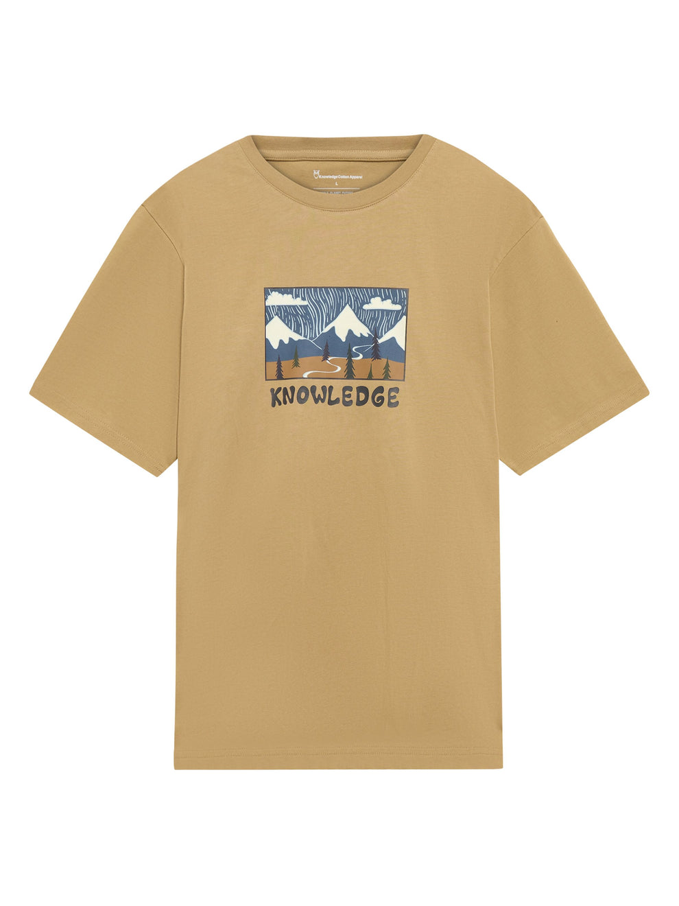 Knowledge Cotton Apparel M Front Print T-Shirt 1336 Kelp Melange