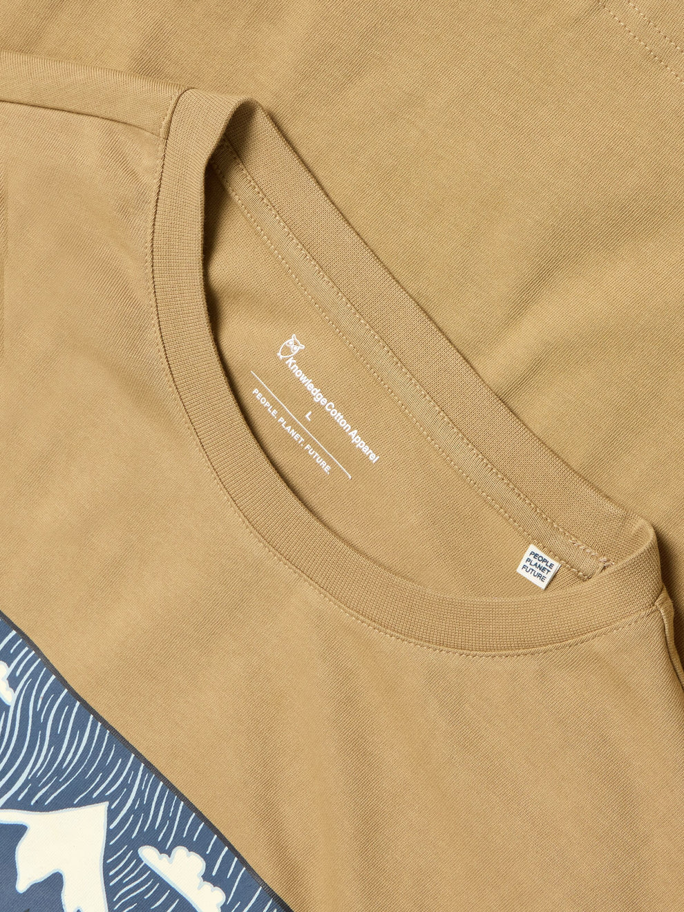 Knowledge Cotton Apparel M Front Print T-Shirt 1336 Kelp Melange