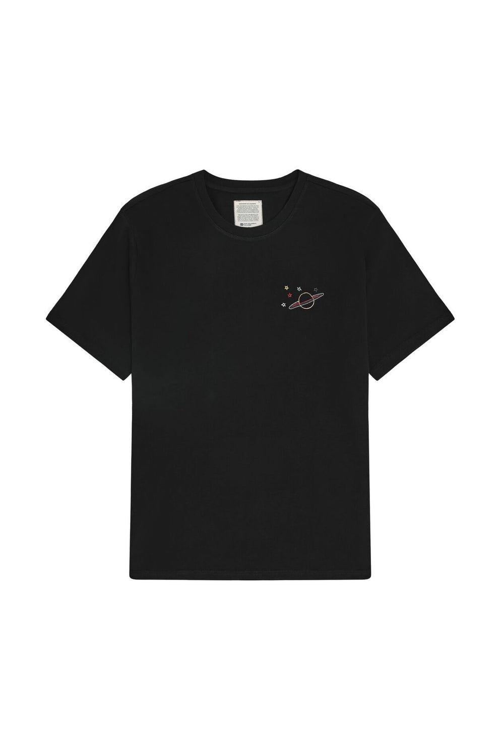 Knowledge Cotton Apparel M Chest Embroidery T-Shirt 1300 Black Jet