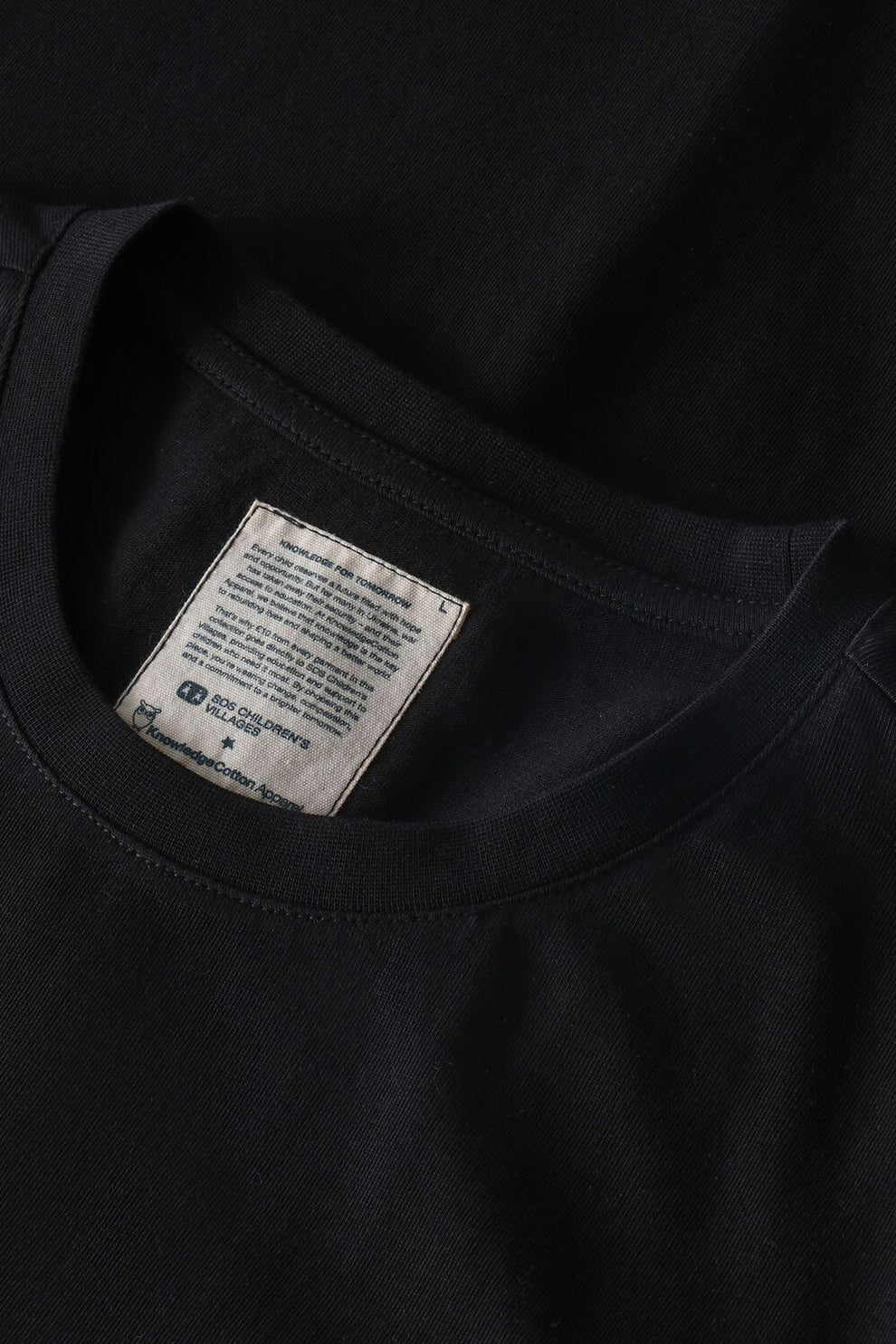 Knowledge Cotton Apparel M Chest Embroidery T-Shirt 1300 Black Jet