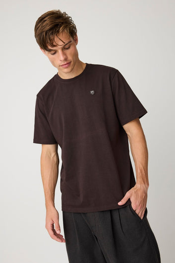Knowledge Cotton Apparel M Loke Badge T-Shirt 1487 Chocolate Torte