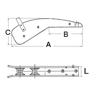 1852 Ankerrulle støbt m/kædestop Aisi 316, til 5-10kg anker