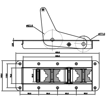 Ankerrulle nedbygning RF stål op til 15 kg anker