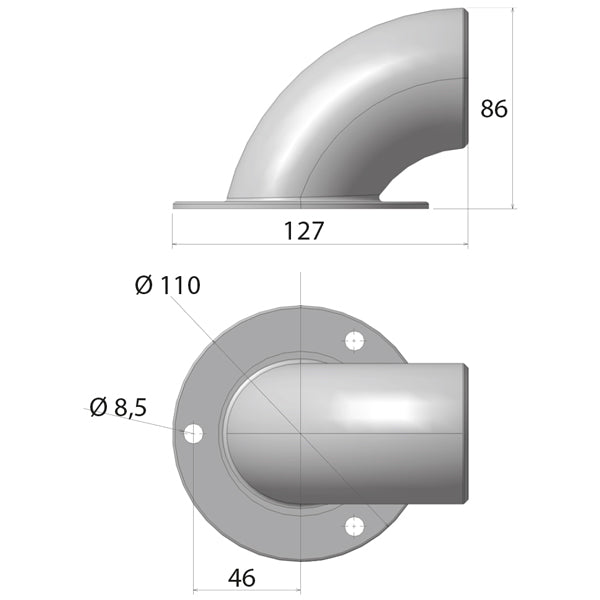 Lofrans kæde indføringsrør til SX2 & 3 ankerspil, Ø110mm