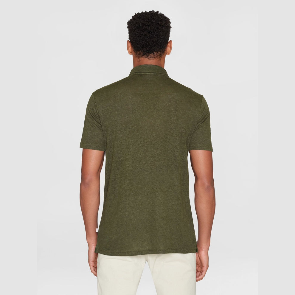 Knowledge Cotton Apparel M Regular Linen Polo Forrest Night