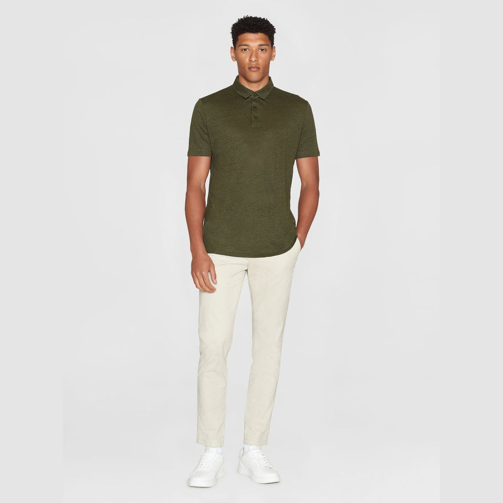 Knowledge Cotton Apparel M Regular Linen Polo Forrest Night