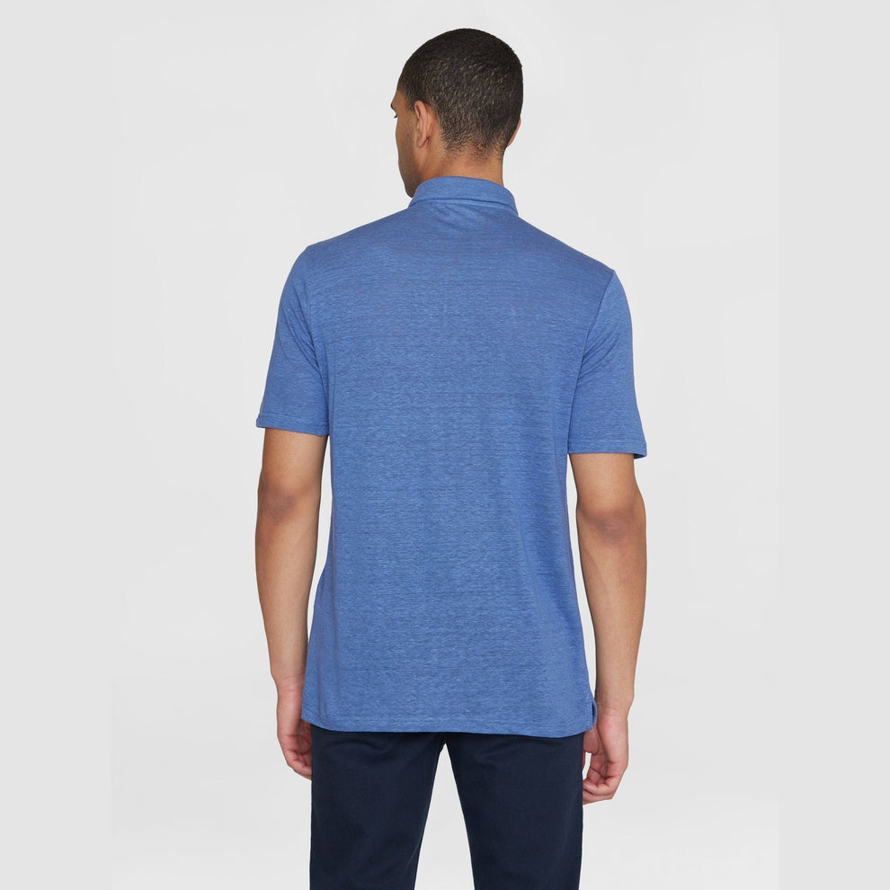 Knowledge Cotton Apparel M Regular Linen Polo Moonlight Blue