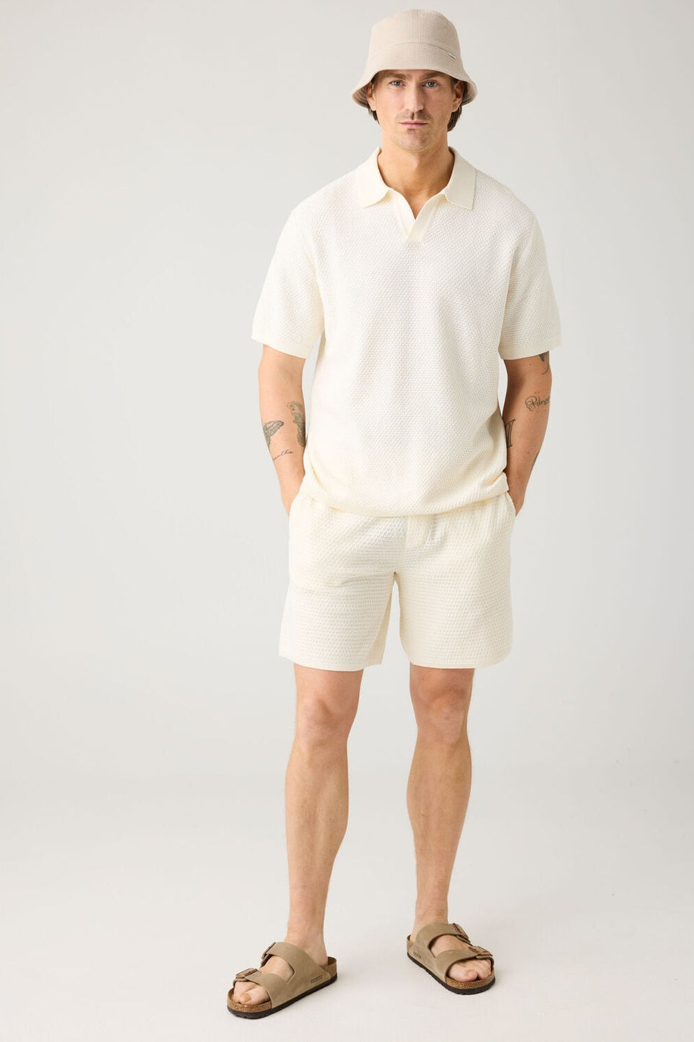Knowledge Cotton Apparel M Organic Cotton Knitted Polo Gots/Vegan 1387 Egret