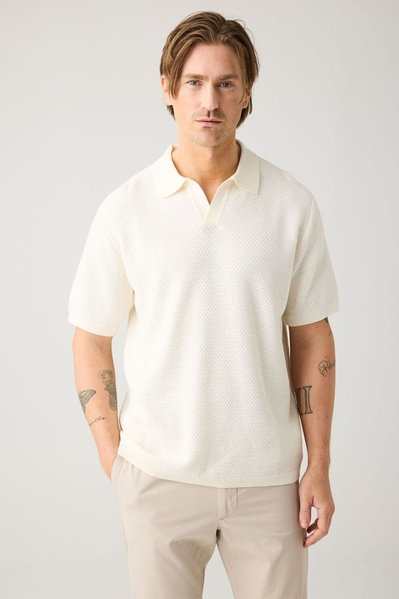 Knowledge Cotton Apparel M Organic Cotton Knitted Polo Gots/Vegan 1387 Egret