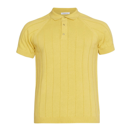 Knowledge Cotton Apparel M Regular Short Sleeved Striped Knitted Polo Misted Yellow