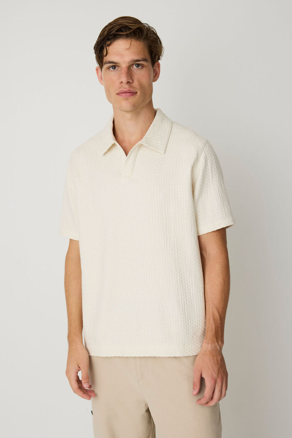Knowledge Cotton Apparel M Structure Polo 1387 Egret