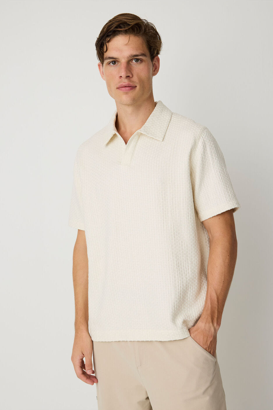 Knowledge Cotton Apparel M Structure Polo 1387 Egret