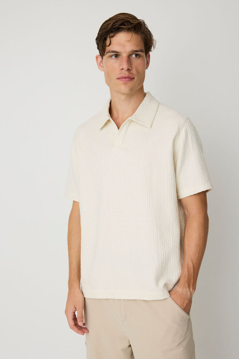 Knowledge Cotton Apparel M Structure Polo 1387 Egret