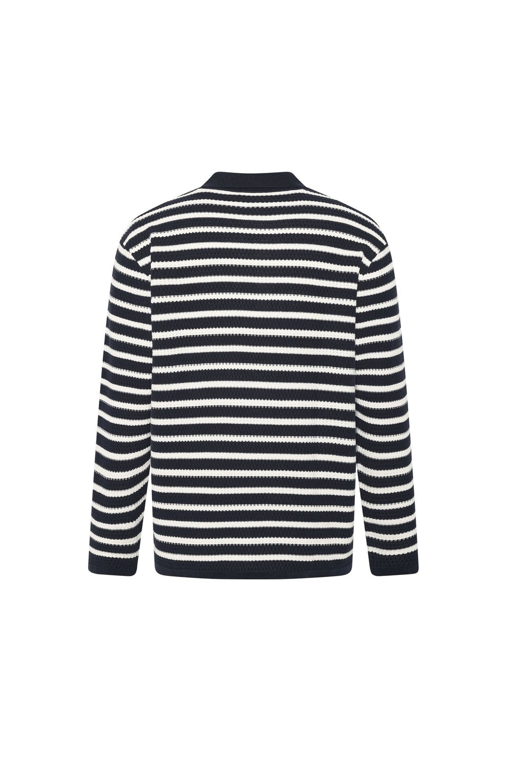 Knowledge Cotton Apparel M Organic Cotton Striped Knitted Polo Gots/Vegan 8036 Navy