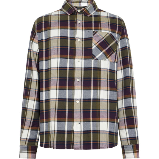 Knowledge Cotton Apparel M Organic Flannel Shirt Blue Check