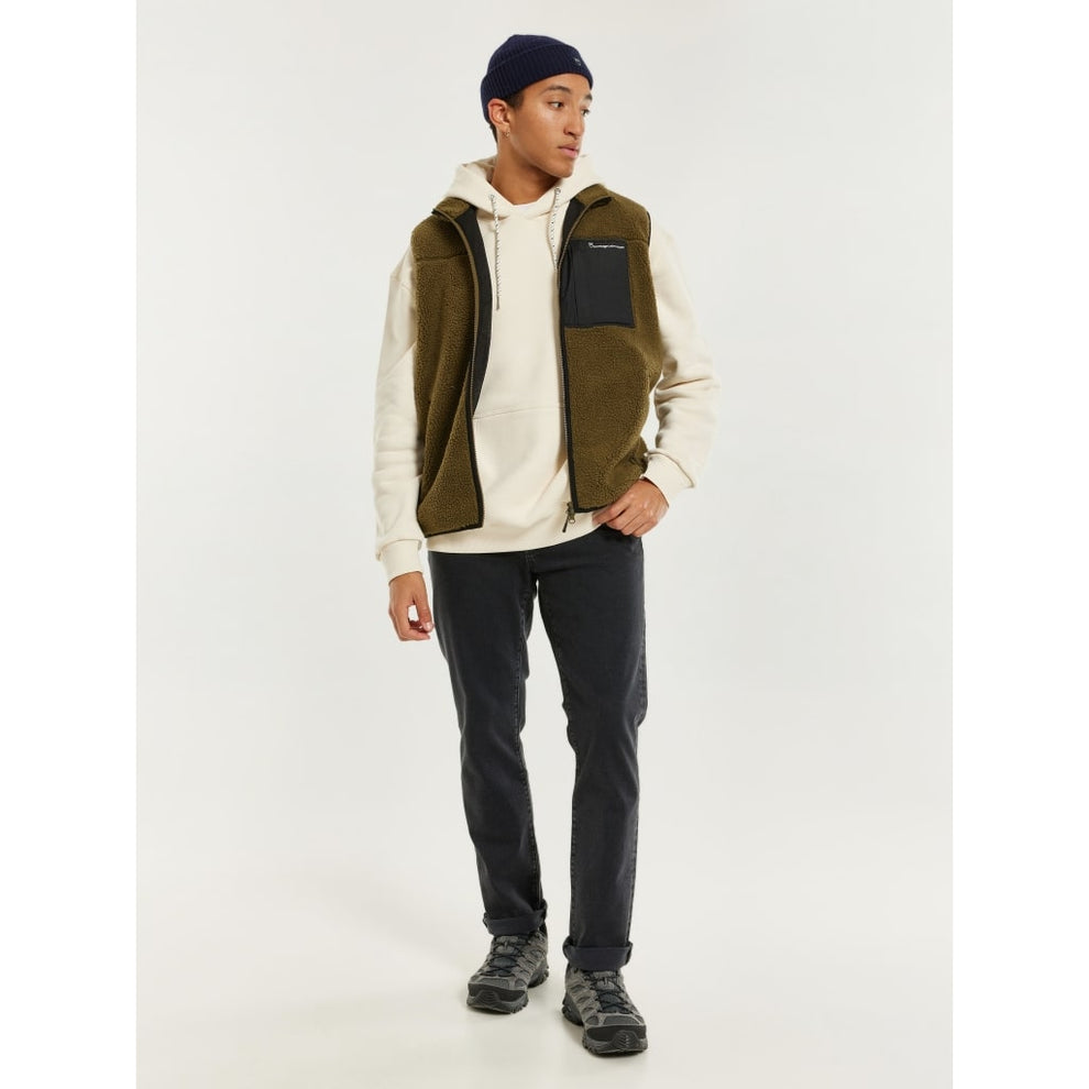 Knowledge Cotton Apparel M Teddy Fleece Vest Dark Olive