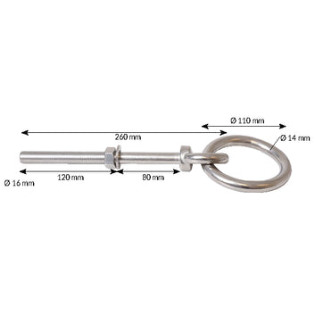 Fortøjningsbolt med ring RF, Ø16mm