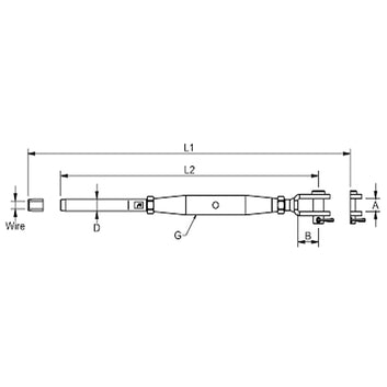 Blue Wave Vantskrue rustfri gaffel/terminal