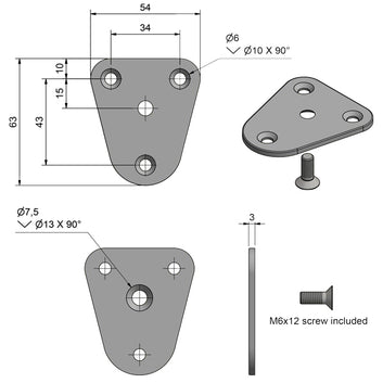 Roca trekantet skive til gribehåndtag inkl. skrue
