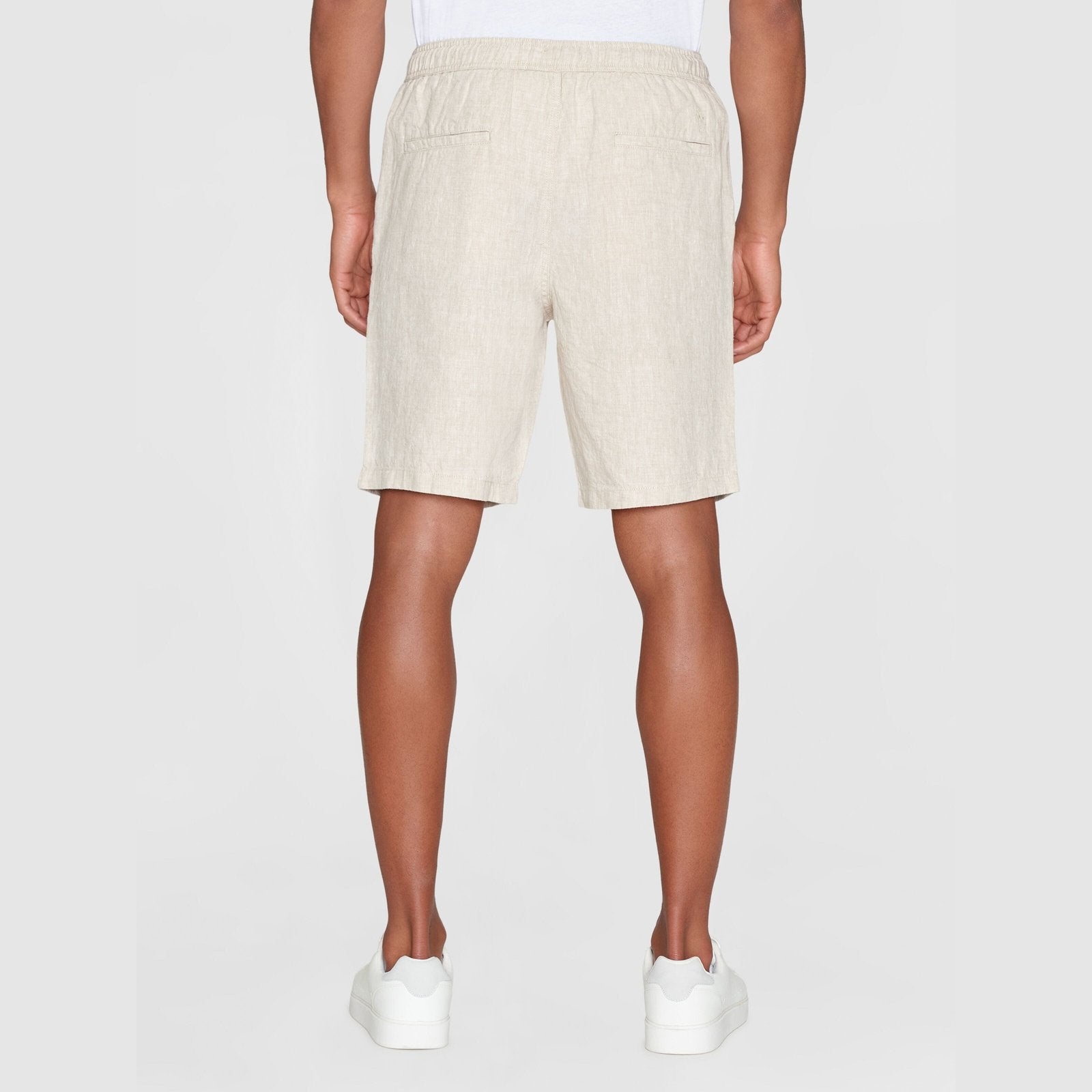 Knowledge Cotton Apparel M FIG Loose Linen Shorts Light Feather Gray