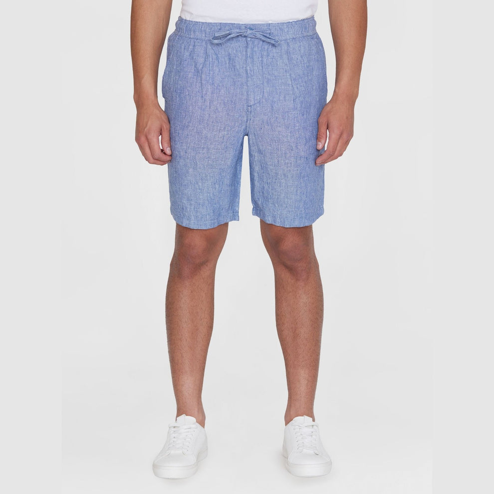 Knowledge Cotton Apparel M FIG Loose Linen Shorts Moonlight Blue