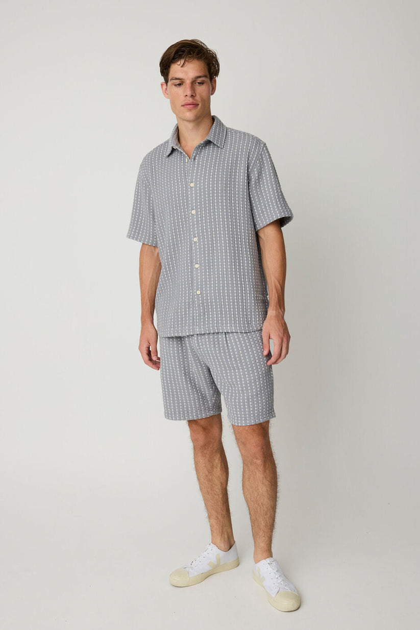 Knowledge Cotton Apparel M Ash Comfort Structure Shorts 8031 Grey Stripe