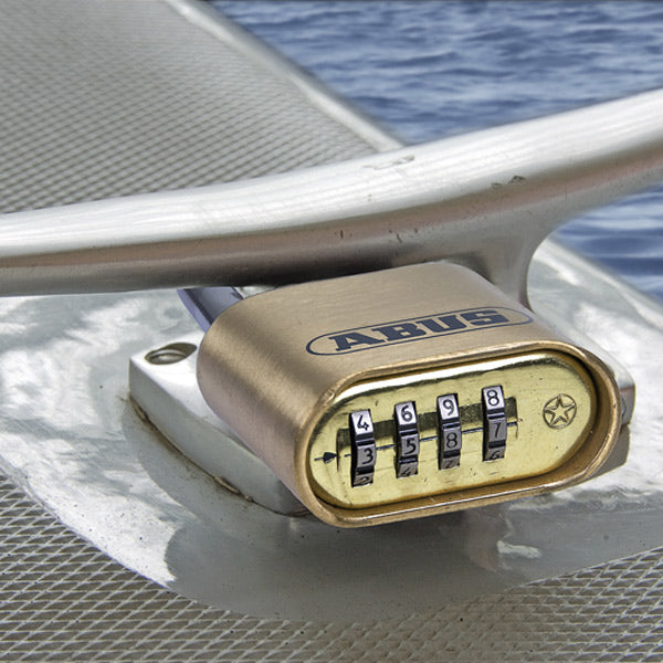 Abus kode hængelås messing m/RF bøjle høj, 50mm